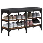 vidaXL Banc à chaussures chêne fumé 82x32x47 cm Bois d'ingénierie
