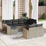vidaXL Salon de jardin avec coussins 10 Pièces gris clair résine tressée