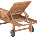 vidaXL Chaise longue avec coussin taupe Bois de teck solide
