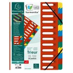 Trieur Harmonika® À Fenêtres Avec Élastiques Véritable Carte Lustrée 24 Compartiments - Rouge - X 4 - Exacompta