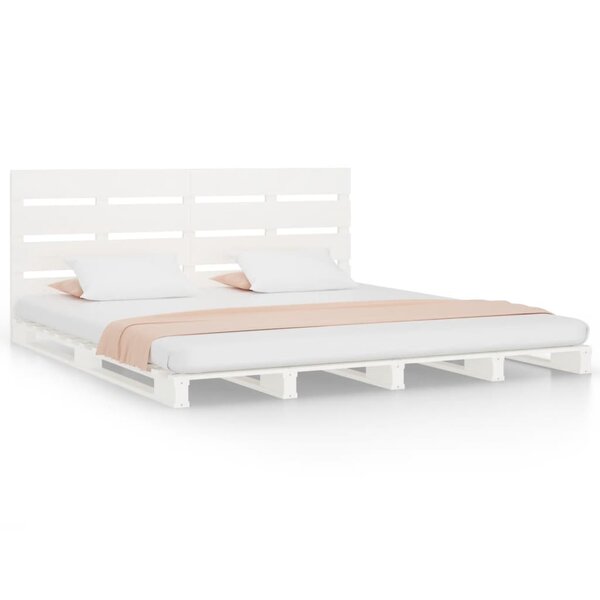 vidaXL Cadre de lit blanc 120x200 cm bois de pin massif