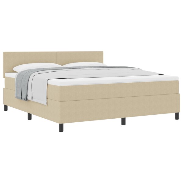 vidaXL Lit à ressorts avec matelas Vert Clair Gris Super King Tissu en corduroy