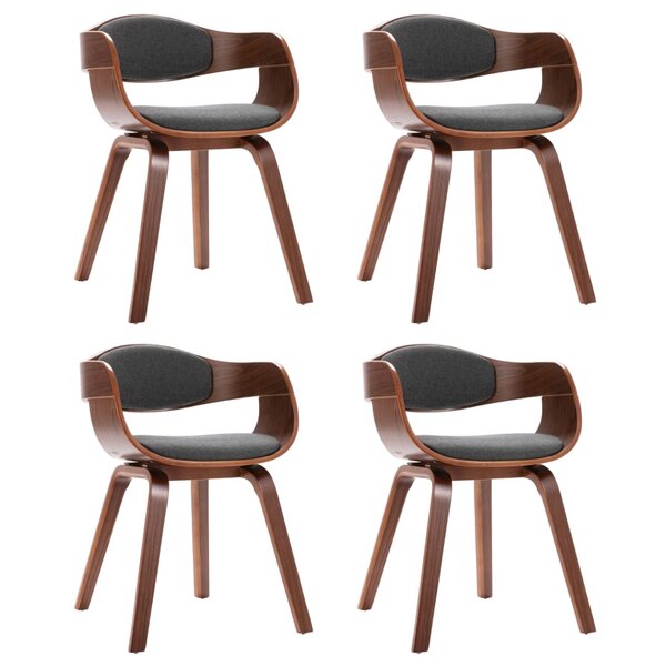 vidaXL Chaises à manger lot de 4 bois courbé et tissu