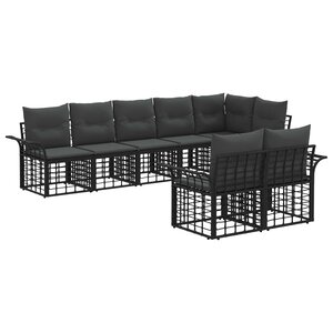 vidaXL Ensemble de canapés d'extérieur 8 Pièces Noir et Gris foncé