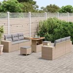 vidaXL Ensemble de canapé de jardin 9 Pièces Beige Poly rotin