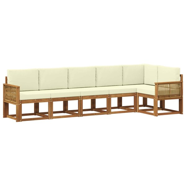 vidaXL Ensemble de canapés d'extérieur 6 pc Naturel et Crème Polyester