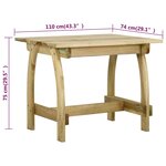 vidaXL Table de jardin 110x74x75 cm Bois de pin imprégné