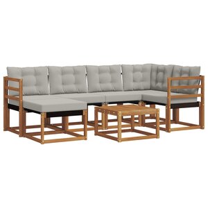 vidaXL Ensemble de canapés d'extérieur 7 pc Gris Naturel et Clair