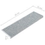 vidaXL Tapis d'escalier autocollants 15 Pièces 65x21x4 cm Bleu