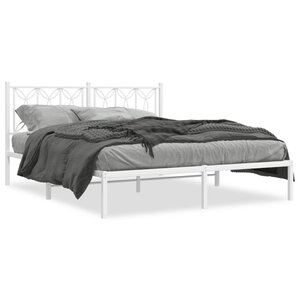vidaXL Cadre de lit métal sans matelas et tête de lit blanc 150x200 cm