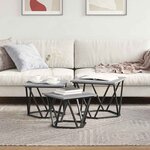 vidaXL Table basse 3 Pièces Gris Sonoma Bois d'ingénierie et acier