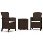 vidaXL Salon de jardin 3 Pièces avec coussins Rotin PP Marron