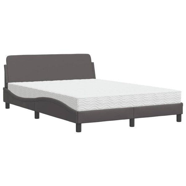 vidaXL Lit avec matelas gris 140x200 cm similicuir