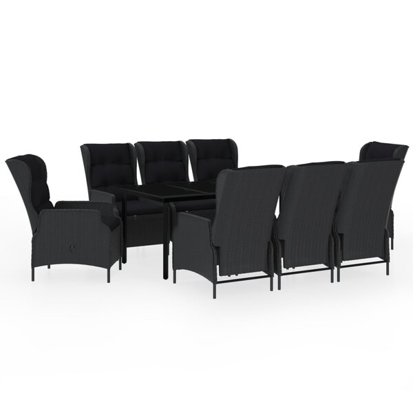 vidaXL Ensemble à manger de jardin 9 Pièces Gris foncé