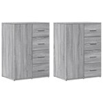 vidaXL Buffets 2 Pièces sonoma gris 59x39x80 cm bois d'ingénierie