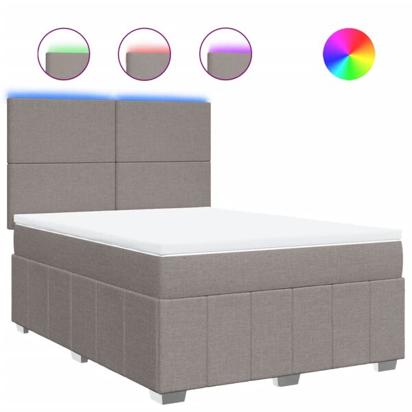 vidaXL Sommier à lattes de lit avec matelas Taupe 160x200 cm Tissu