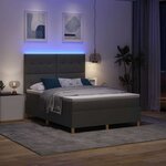 vidaXL Lit à ressort LED avec matelas Gris foncé 140 x 190 cm tissu
