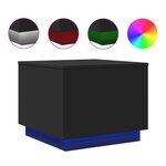 vidaXL Table basse avec lumières LED noir 50x50x40 cm