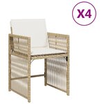 vidaXL Chaises de jardin avec coussins lot de 4 beige résine tressée