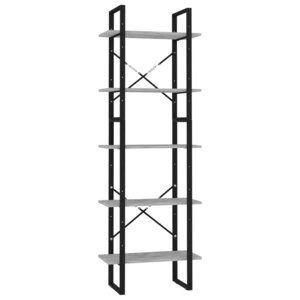 vidaXL Bibliothèque à 5 niveaux Gris béton 60x30x175cm Bois ingénierie