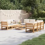 vidaXL Salon de jardin avec coussins 9 Pièces bois massif d'acacia
