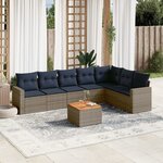 vidaXL Salon de jardin 8 Pièces avec coussins gris résine tressée
