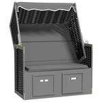 vidaXL Strandkorb avec auvent poly rotin bois solide anthracite noir