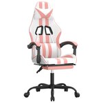 vidaXL Chaise de jeu avec repose-pied Blanc et rose Similicuir