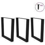 vidaXL Pieds de table à manger en V 3 pièces Noir 80 x (72-73 3) cm Acier