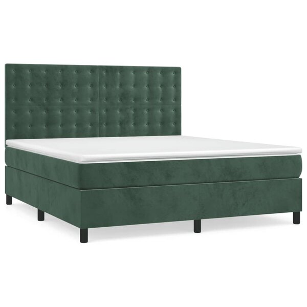 vidaXL Sommier à lattes de lit et matelas Vert foncé 180x200cm Velours