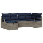 vidaXL Ensemble de Canapés avec coussin Gris et marine polyrotin