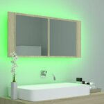 vidaXL Armoire à miroir à LED de bain Chêne sonoma 100x12x45 Acrylique