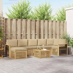 vidaXL Ensemble de canapés d'extérieur 8 Pièces Blanc et Beige