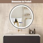 Miroir de salle de bain rond led antibuée 3 couleurs fonction mémoire affichage temps/température incassable diamètre 60 cm 20_0005044