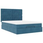vidaXL Cadre de lit ottoman avec matelas bleu foncé 140x200 cm velours