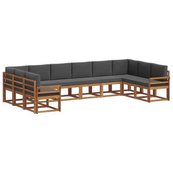 vidaXL Ensemble de canapés d'extérieur 10 pc Naturel et Anthracite