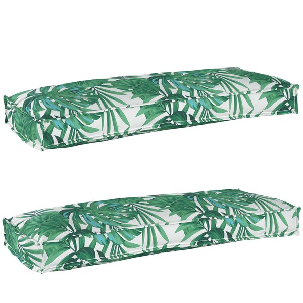 vidaXL Coussins de palette pour banc 2 pièces motif de feuilles 100x40x8 cm en tissu Oxford