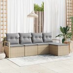vidaXL Ensemble de canapé de jardin 5 Pièces Beige Poly rotin