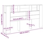 vidaXL Armoire de tête de lit chêne artisanal 180x18 5x102 5 cm