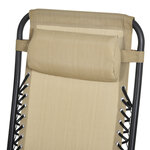 Fauteuil à bascule rocking chair pliable chaise longue zéro gravité 2 en 1 plateau porte gobelet tétière acier textilène sable