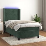 vidaXL Sommier à lattes de lit matelas LED Vert foncé 90x190cm Velours