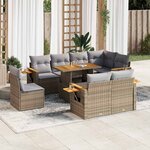 vidaXL Salon de jardin avec coussins 9 Pièces beige résine tressée acacia