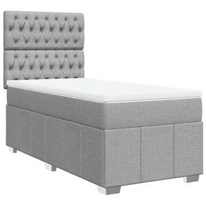 vidaXL Sommier à lattes de lit et matelas Gris clair 90x190 cm Tissu