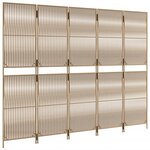 vidaXL Cloison de séparation 5 panneaux beige résine tressée