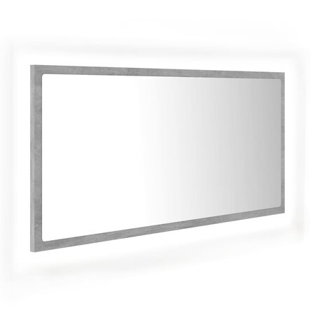 vidaXL Miroir à LED de salle de bain Gris béton 90x8 5x37 cm Acrylique