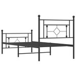 vidaXL Cadre de lit métal avec tête de lit/pied de lit noir 90x190 cm