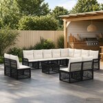 vidaXL Ensemble de canapé de jardin 13 pc Noir polyrotin