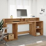 vidaXL Bureau avec lumières LED chêne artisanal bois d'ingénierie
