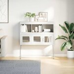 vidaXL Buffet blanc 100 5x39x107 cm acier laminé à froid