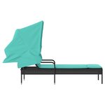 vidaXL Chaise longue avec auvent noir résine tressée